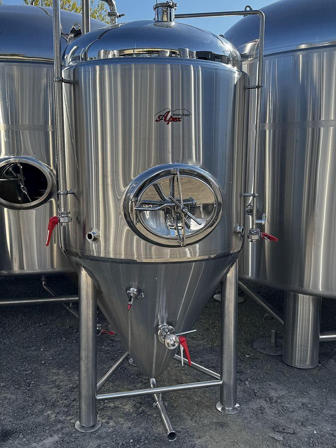 Used (2) Available - Used Apex 10 bbl / 310gal jacketed conical fermenter tanks