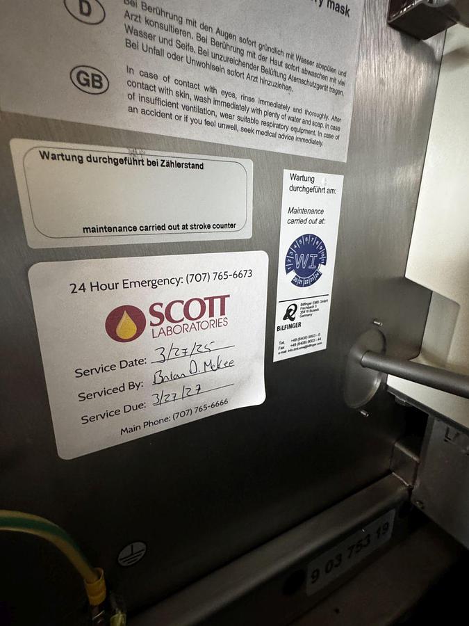 Used Used Lanxess Velcorin DT3 Touch dosing machine