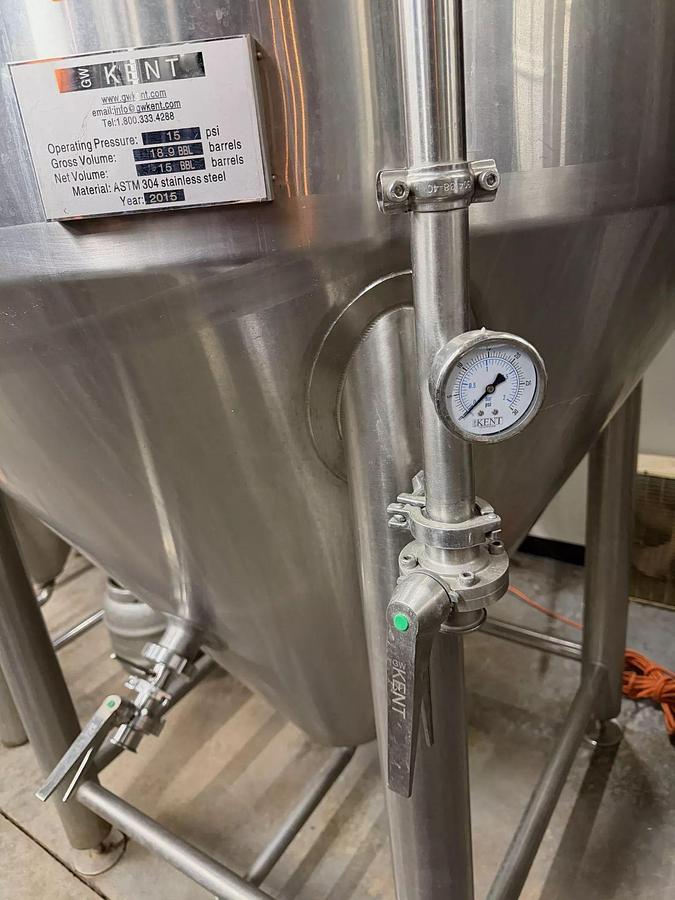 Used (3) Available - Used GW Kent 15bbl / 465Gal jacketed fermenters / storage tanks