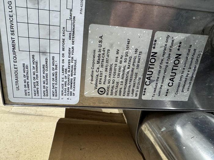 Used Lot of (4) Aquafine Ultraviolet Water Disinfection Units