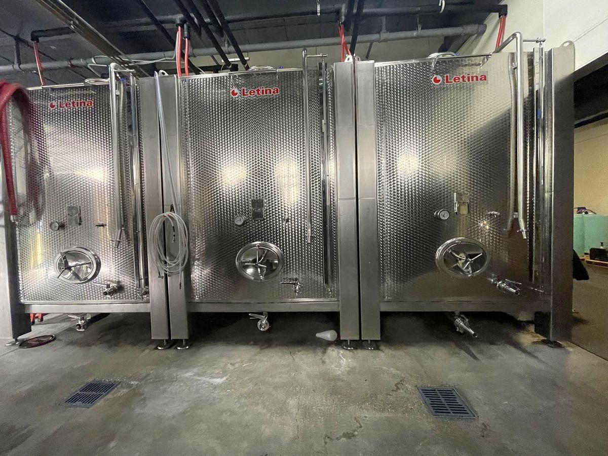 Used Used Letina 12,150L / 3210 Gallon storage/ fermenters - square tanks with jackets