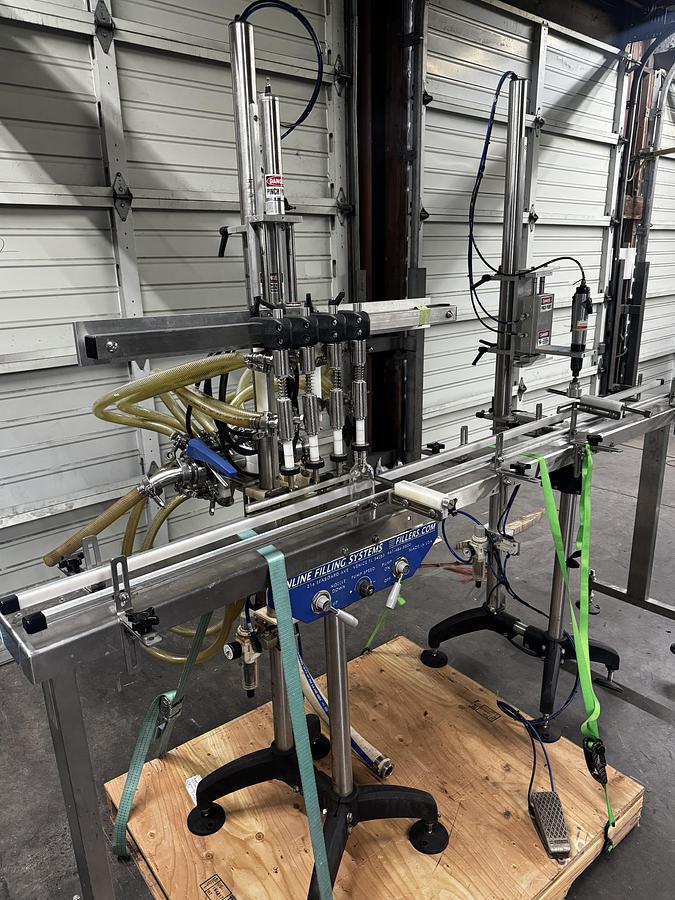 Used Inline Filling Systems 4 Head Semi-automatic Filler FOFBT-4
