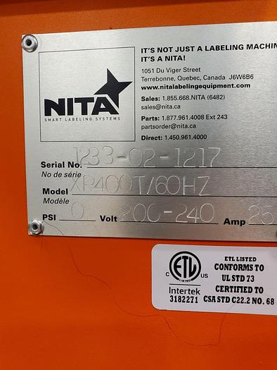 Used 2018 NITA Pressure Sensitive Labeler XP400T