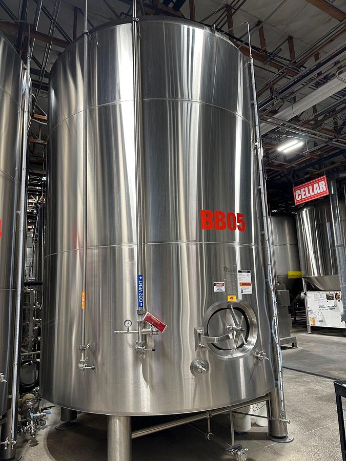 Used (2) Available - Used JVNW 250bbl / 7500 Gallon ASME jacketed brite tanks