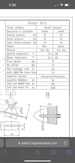 Used (3) Available - Used 10 bbl / 310 Gal Craftmaster Unitank Fermenters