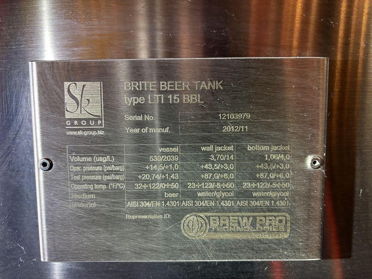 Used (2) Available - Used Prospero SK 15 bbl/ 465 Gal BBT