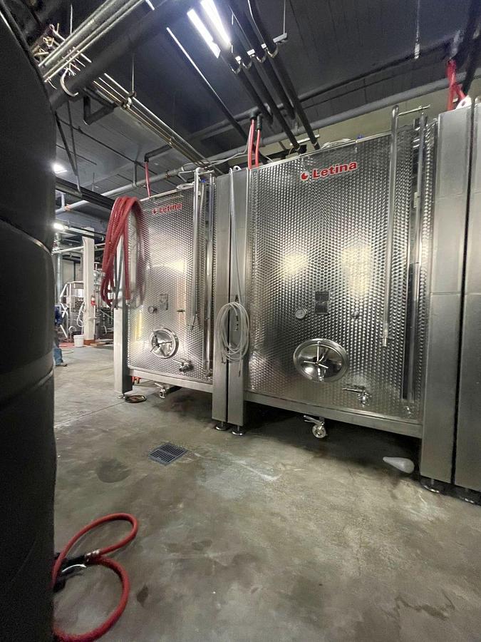 Used Used Letina 12,150L / 3210 Gallon storage/ fermenters - square tanks with jackets
