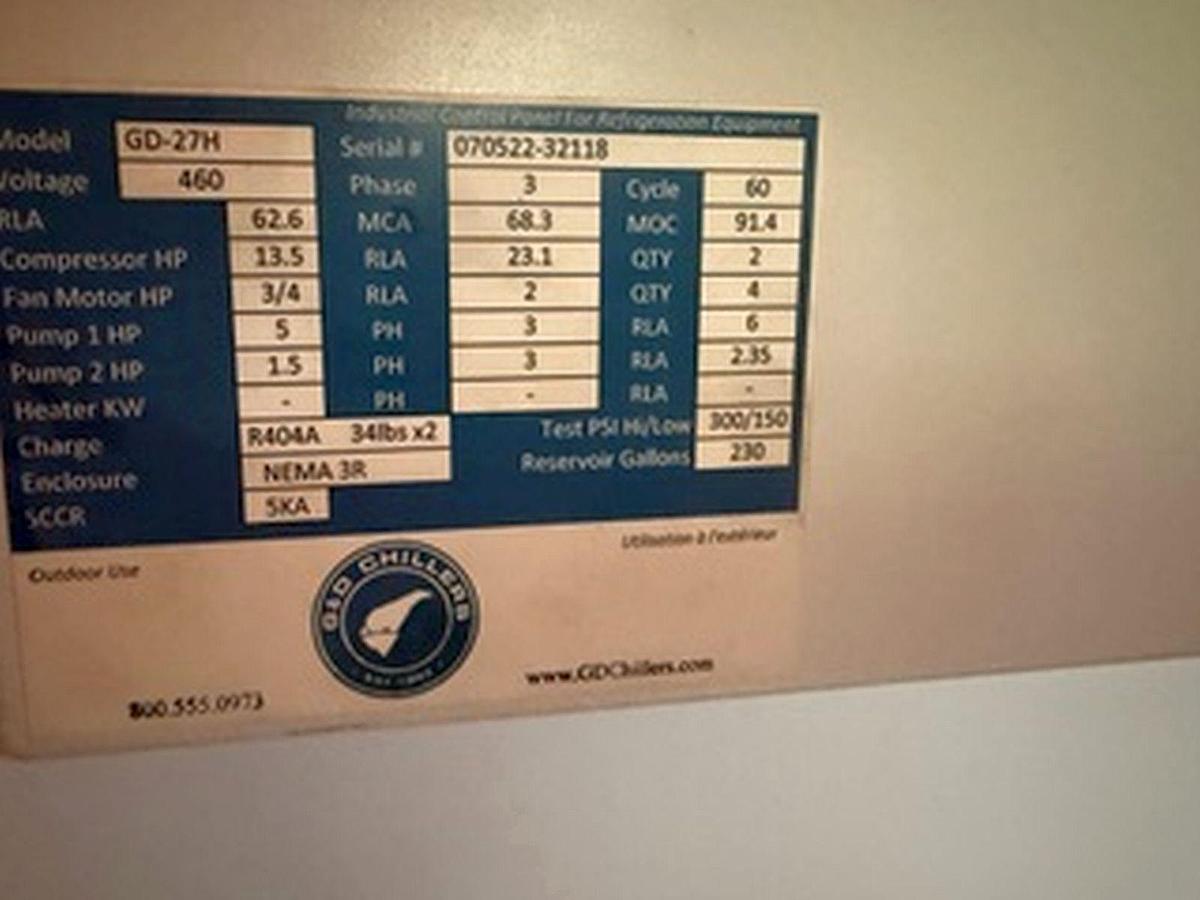 Used Used G&D 27H dual compressor glycol chiller