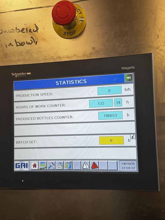 Used Used GAI 3031 FM Bier Monoblock Rinser/Filler/Capper with Labeler and Conveyor