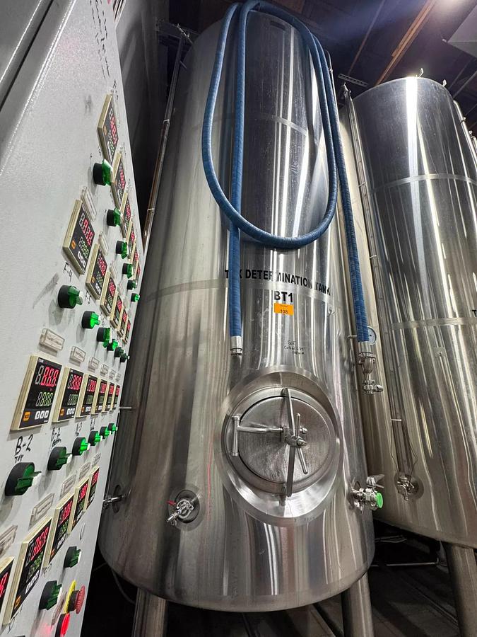 Used (3) Available - Used JT Brewing 40 bbl / 1240 Gal jacketed brite tanks