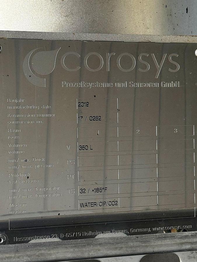 Used 2019 COROSYS FPS/HWD 45 HOT WATER DEAERATION & FLASH PASTRURIZATION SYSTEM