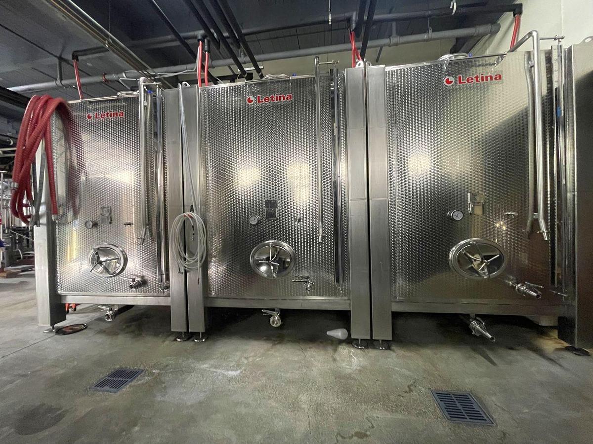 Used Used Letina 12,150L / 3210 Gallon storage/ fermenters - square tanks with jackets
