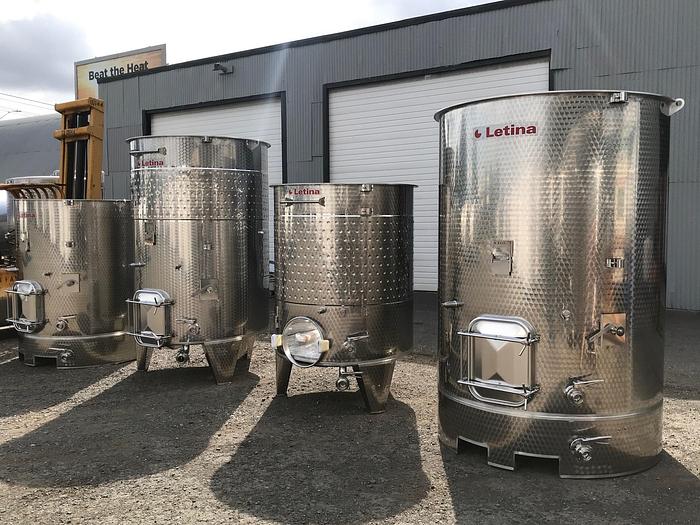 New Stock Letina Closed Top and Variable Capacity Jacketed Fermenter/Storage Tanks