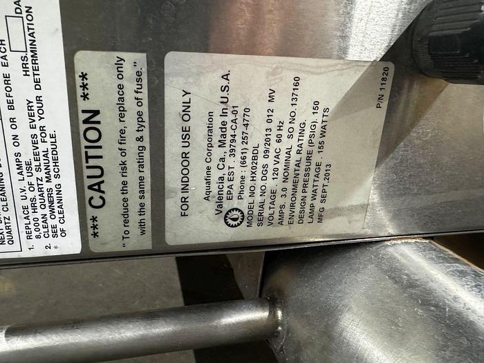 Used Lot of (4) Aquafine Ultraviolet Water Disinfection Units