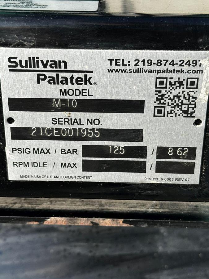Used Used Sullivan Palatek M-10 Air Compressor with Sullivan Palatek High Temp Air Dryer