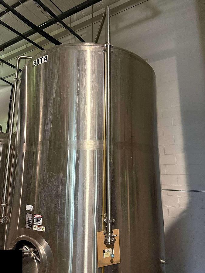 Used (1) Available - Used 90 bbl / 2790 Gallon Jacketed Brite / Storage Tank