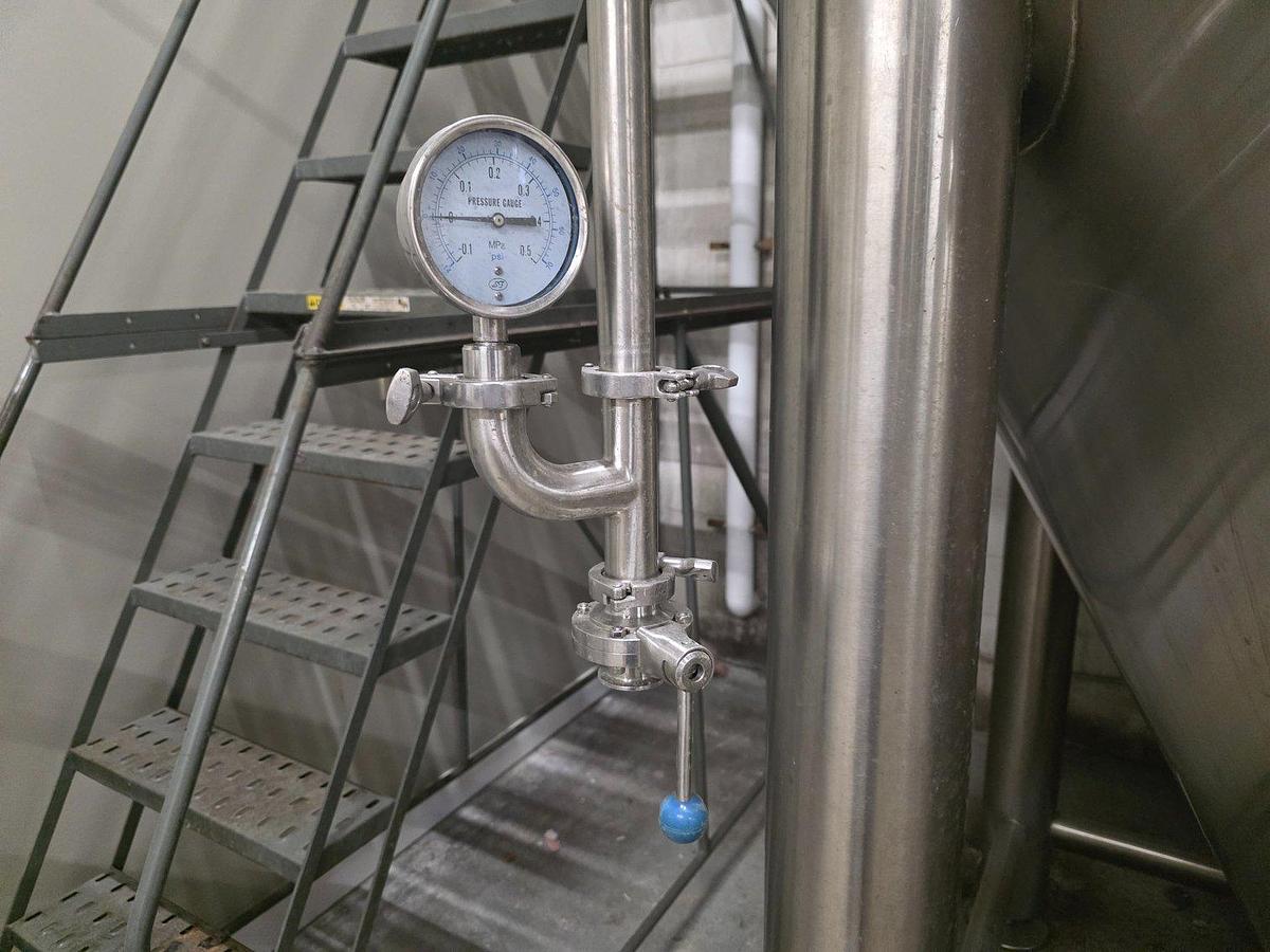 Used (4) Available - Used Deutsche Bevg 60 bbl / 1860 Gallon conical jacketed fermenter storage tanks