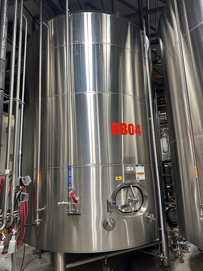 Used (3) Available - Used JVNW 250bbl / 7500 Gallon jacketed brite tanks