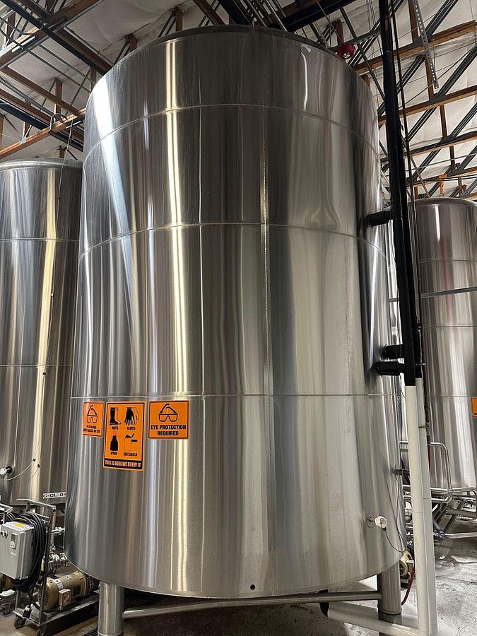 Used (2) Available - Used JVNW 250bbl / 7500 Gallon ASME jacketed brite tanks