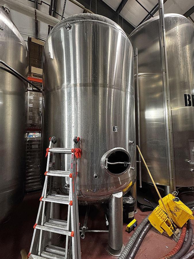 Used (2) available - Used 60 bbl / 1860 Gallon jacketed brite tanks - Glacier Tank