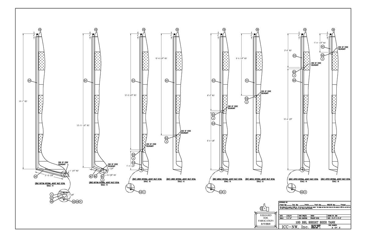Used Used ICC NW 100 bbl / 3600Gross Gal jacketed brite tank / storage vessel