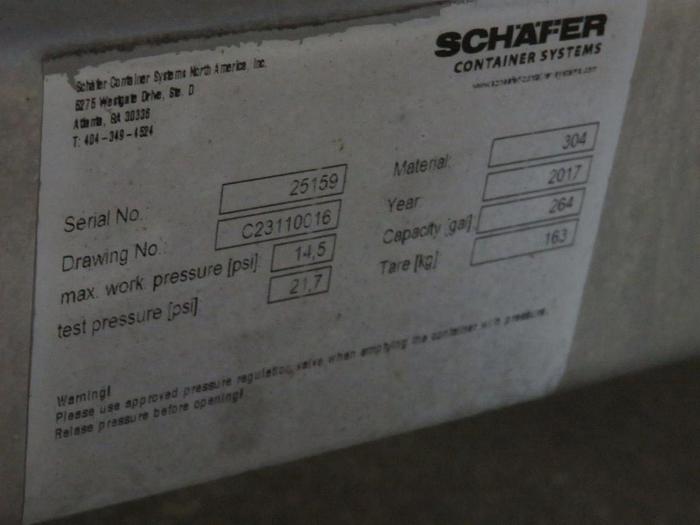 Used Used Shafer 264 Gallon single wall brite tank