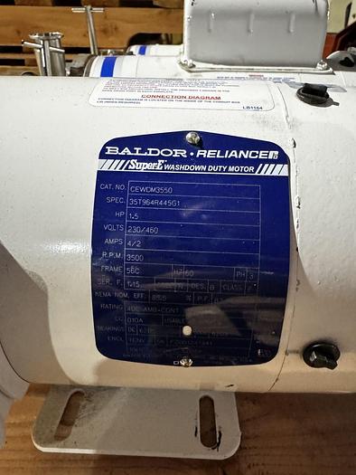 Used Lot of (2) used Thomsen 1-1/2" in/out tri clamp pumps with 1.5hp washdown motors