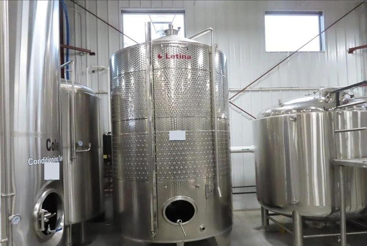 Used (6) Available - Used Letina 12200L / 3220 Gallon jacketed fermenter/ storage tank