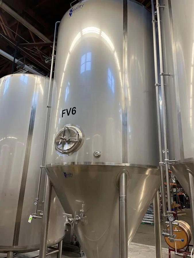 Used (2) Available - Used QTS Quality Tank Solutions 90 bbl / 2790 Gal Jacketed Conical Fermenter Tank