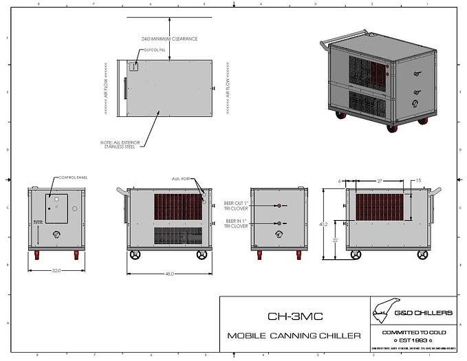 Used (1) Available - Used G&D 3hp Mobile Canner portable glycol chiller - CH-3MC