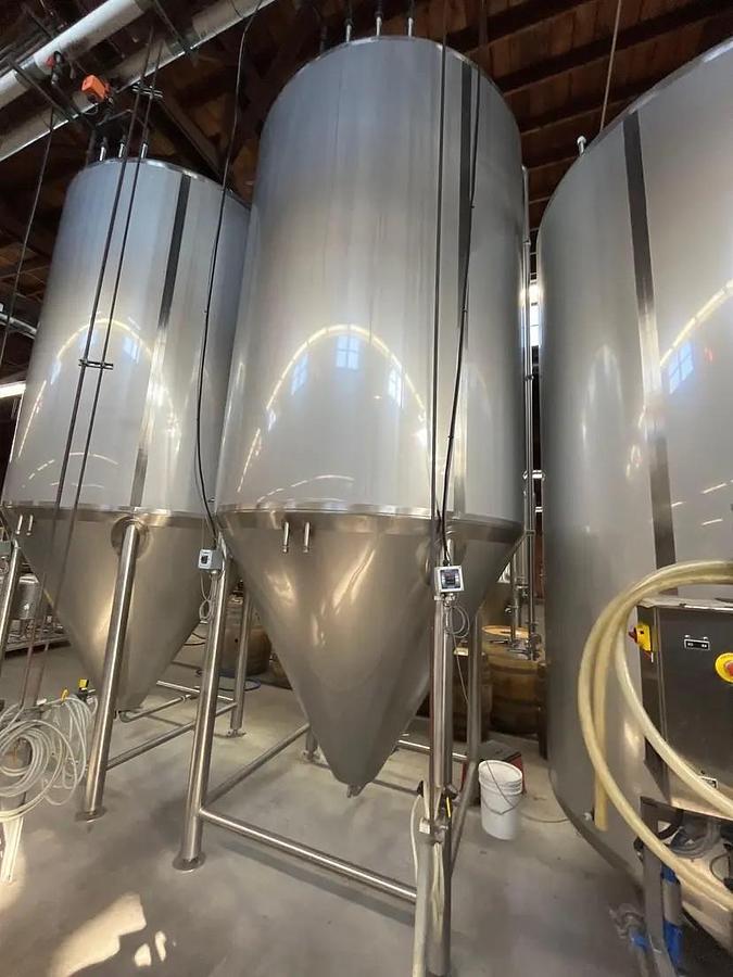 Used (2) Available - Used QTS Quality Tank Solutions 90 bbl / 2790 Gal Jacketed Conical Fermenter Tank