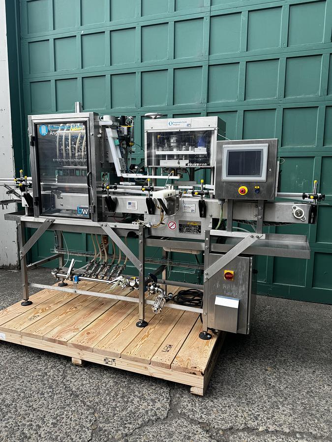 Used Used Pneumatic Scale/Angelus CB50F 6 head can filler/seamer