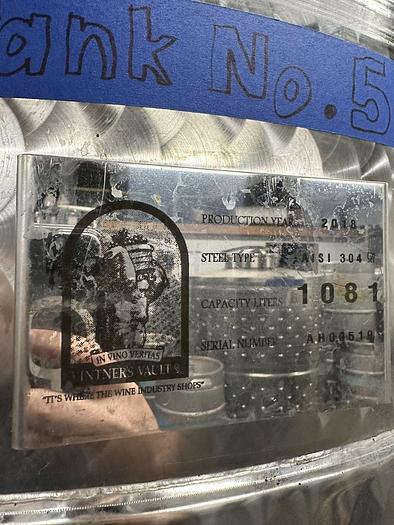 Used (3) available - Used Vintner Vault 1080L/ 285Gal closed top jacketed fermenter