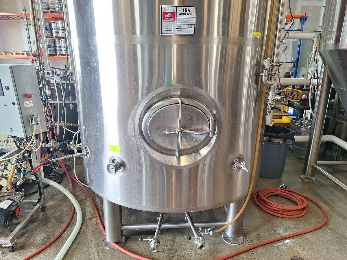 Used (1) Available - Used ABS 40 bbl / 1240Gal Jacketed Brite Tank