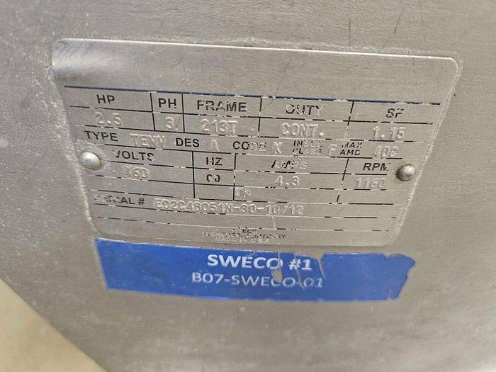 Used 2012 Sweco MX48S88SDTLWC 48" Vibro Energy Separator