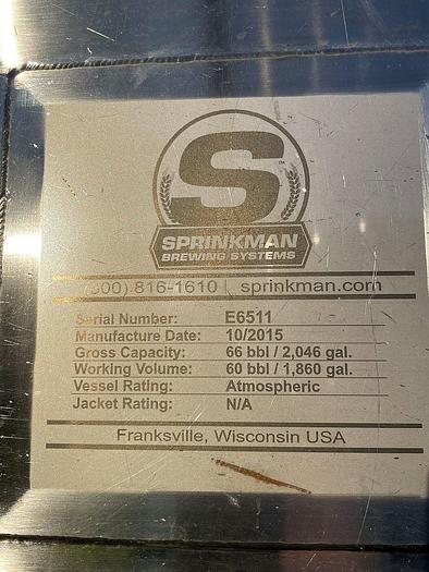 Used Used Sprinkman 60 bbl / 1860 Gal insulated Storage Tank
