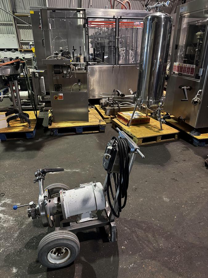 Used (1) Available - Used Tri Clover 3hp centrifugal pump with cart and VFD