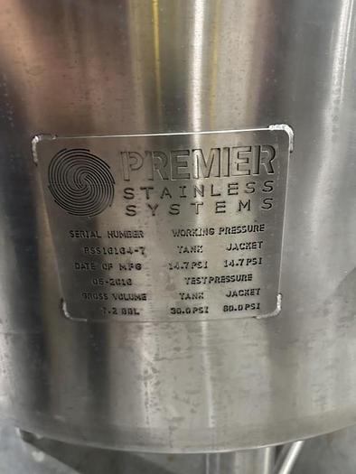 Used USed Premier Stainless 7 bbl Jacketed Brite Tank