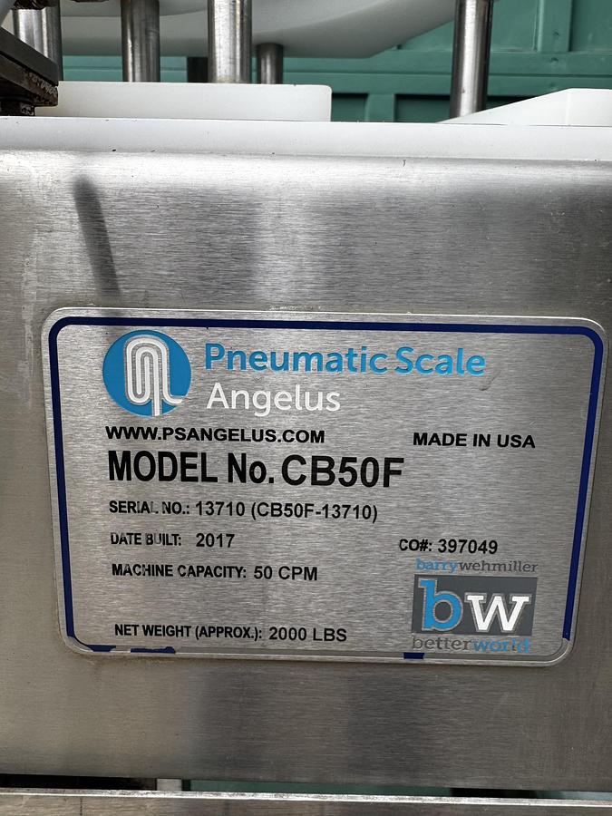 Used Used Pneumatic Scale/Angelus CB50F 6 head can filler/seamer