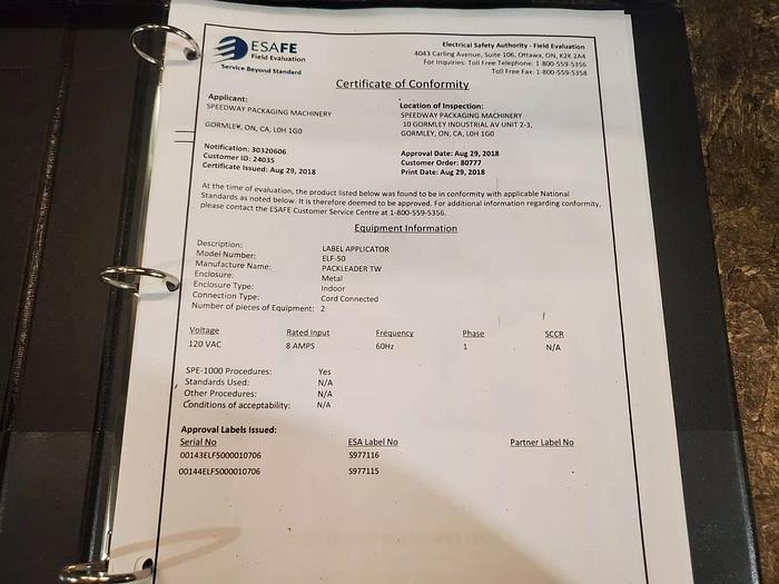 Used Used Pack Leader ELF50 Labeler