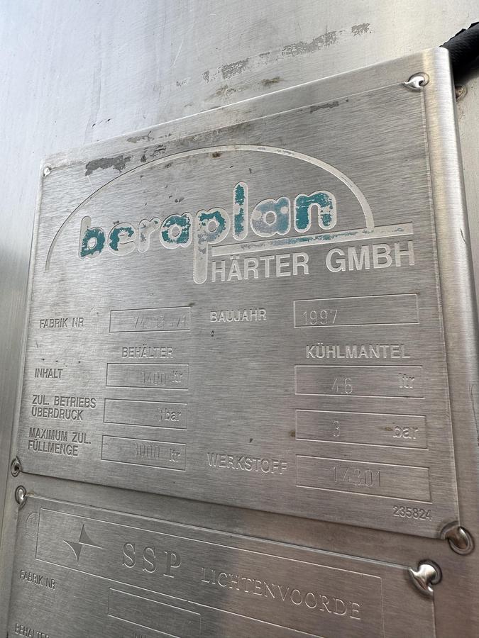 Used Used Beraplan 30 bbl / 930 gallon jacketed brite tank