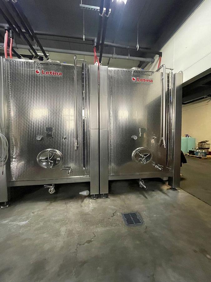 Used Used Letina 12,150L / 3210 Gallon storage/ fermenters - square tanks with jackets