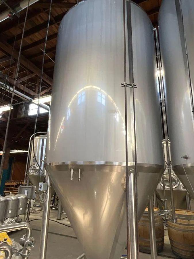 Used (2) Available - Used QTS Quality Tank Solutions 90 bbl / 2790 Gal Jacketed Conical Fermenter Tank