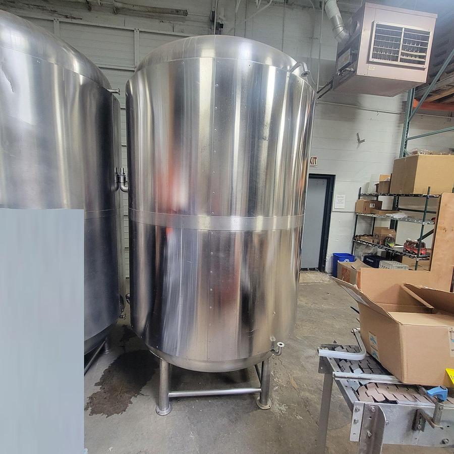 Used (2) Available - Used 20 bbl/ 620 gallon Jacketed brite tanks