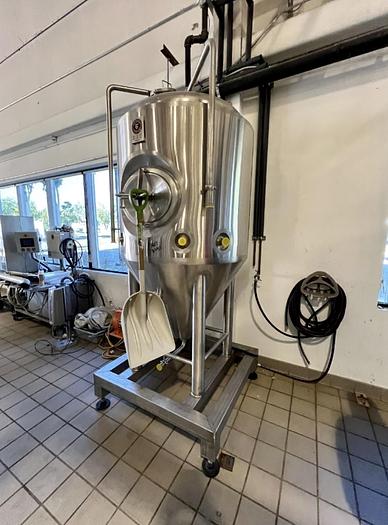 Used Used 7 bbl Premier Stainless conical jacketed fermenter with skid