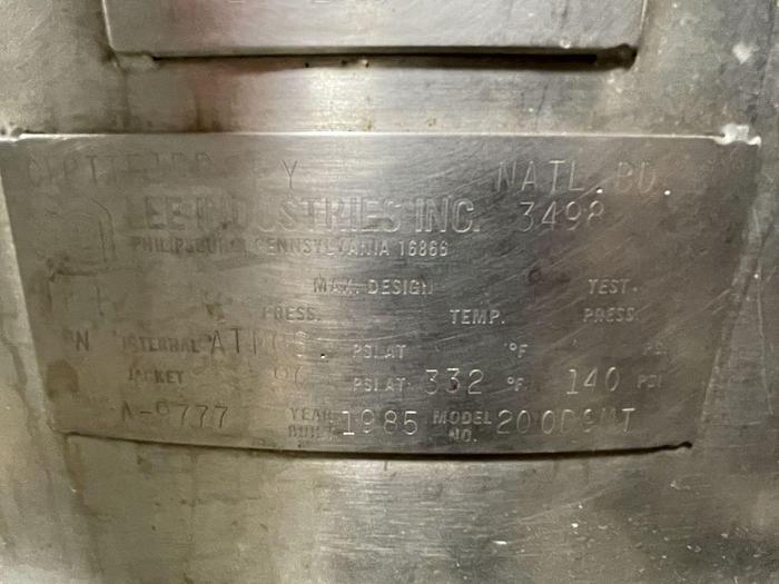 Used Lee 200 Gallon Steam Kettle