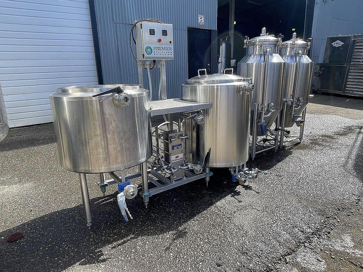 Used Used Premier Stainless 1 bbl Pilot brewhouse - steam heated