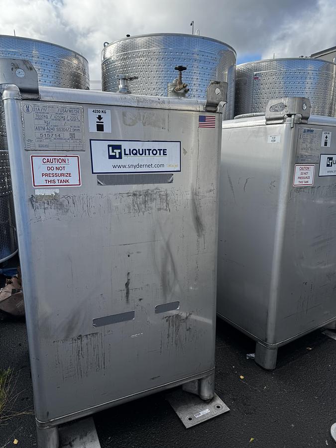 Used (2) Available - Used Snyder Liquitote 550 Gallon Stainless Storage Tank