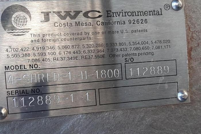 Used Shredder, JWC, Mdl 4-SHRED-1, 25 HP, #S743421