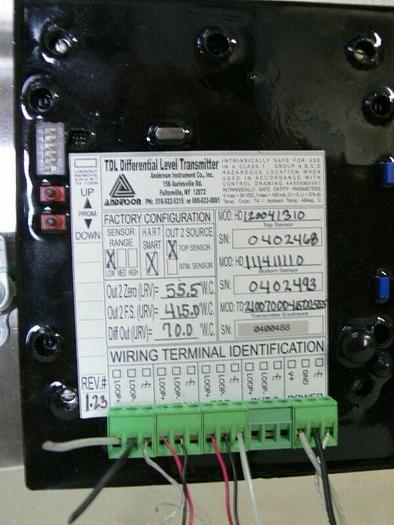 Used Anderson TDL Differential Level Transmitter W/ Stainless Steel Hoffman Enclosure